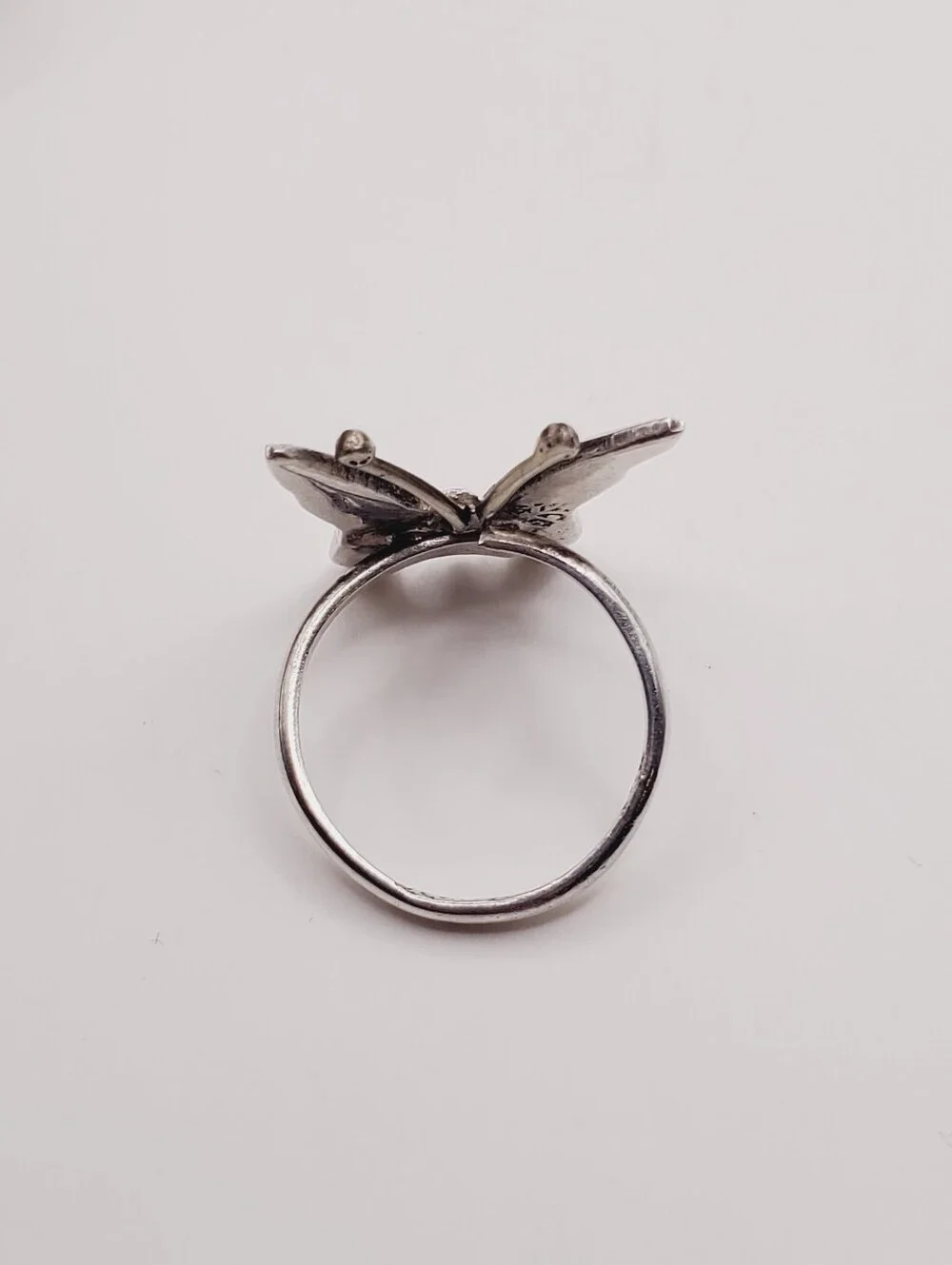 925 Sterling Silver Butterfly Vintage Ring with Abalone Inlay - Iridescent